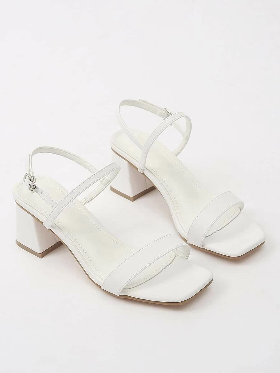 CM-SHS429529 Women Trendy Classic Style Open Toe Two Part Chunky Heels - White