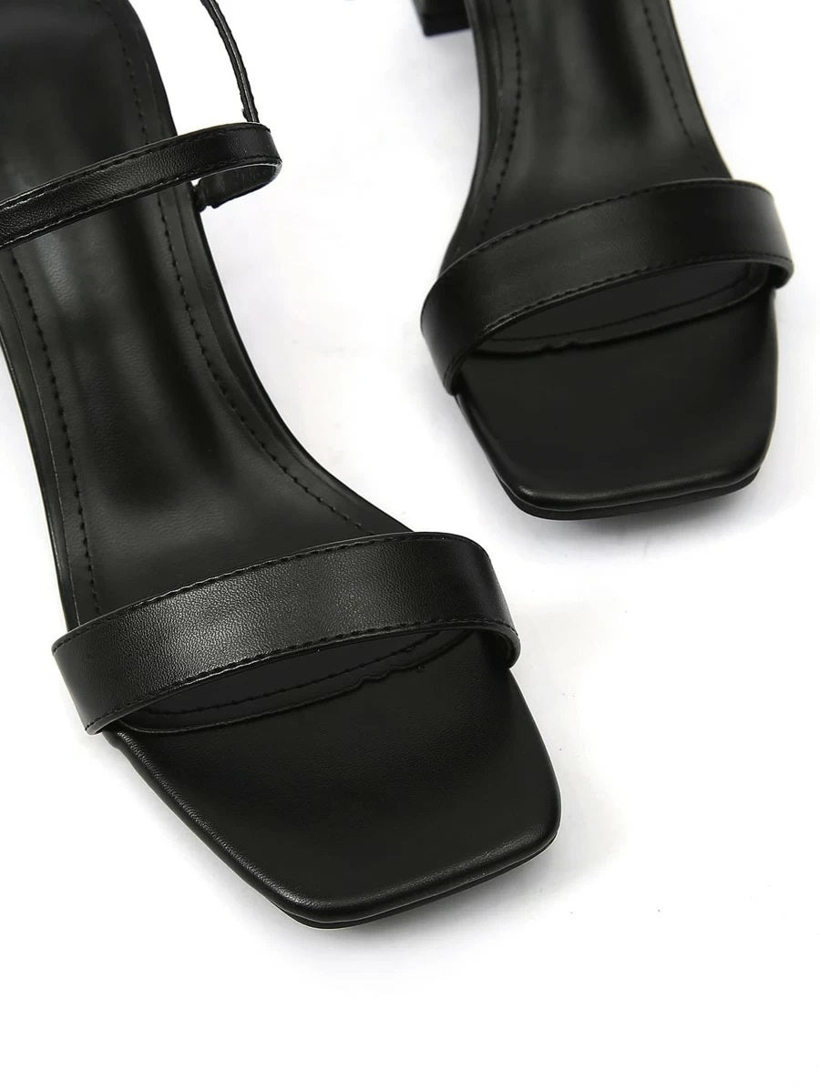CM-SHS429749 Women Trendy Classic Style Open Toe Two Part Chunky Heels - Black