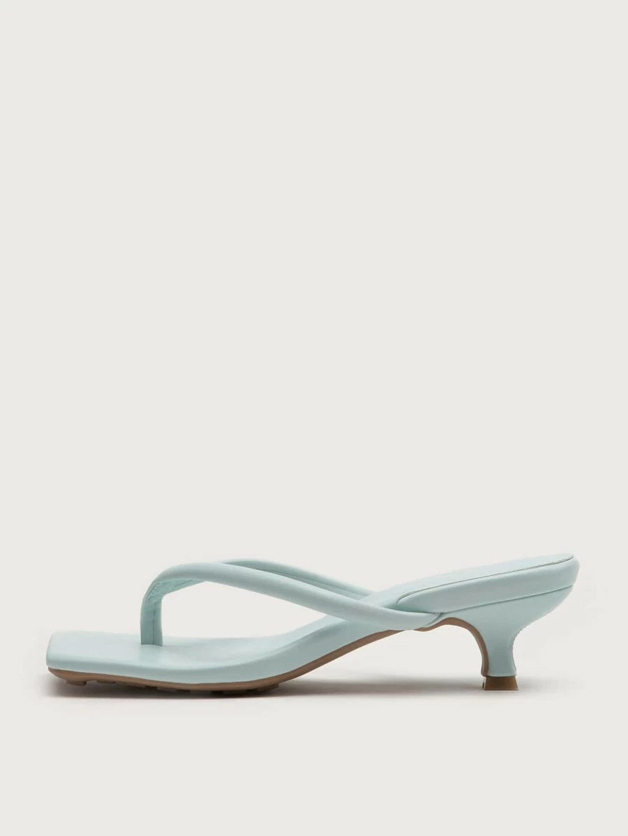 CM-SHS429265 Women Casual Seoul Style Toe Post Heeled Mules - Blue