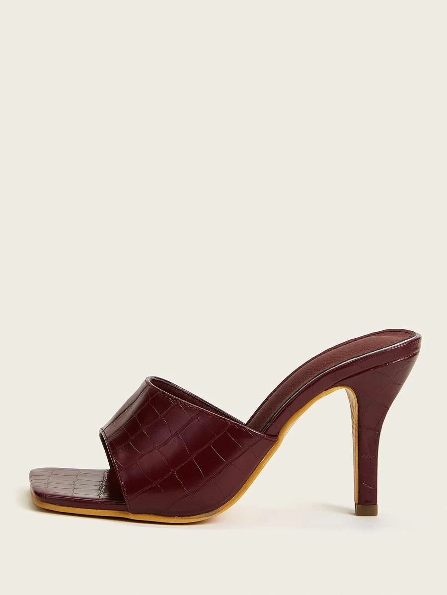 CM-SHS515869 Women Trendy Seoul Style Open Toe Stiletto Heeled Mules - Brown