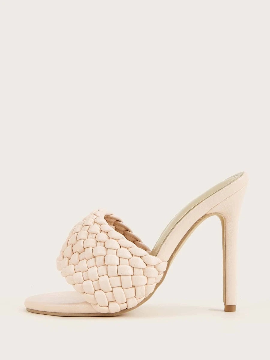 CM-SHS616501 Women Elegant Seoul Style Braided Stiletto Heeled Sandal Mules - Pink