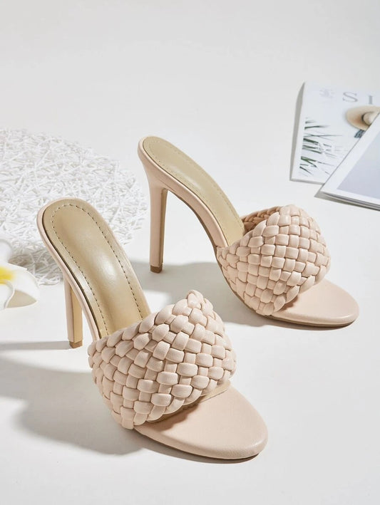 CM-SHS616501 Women Elegant Seoul Style Braided Stiletto Heeled Sandal Mules - Pink