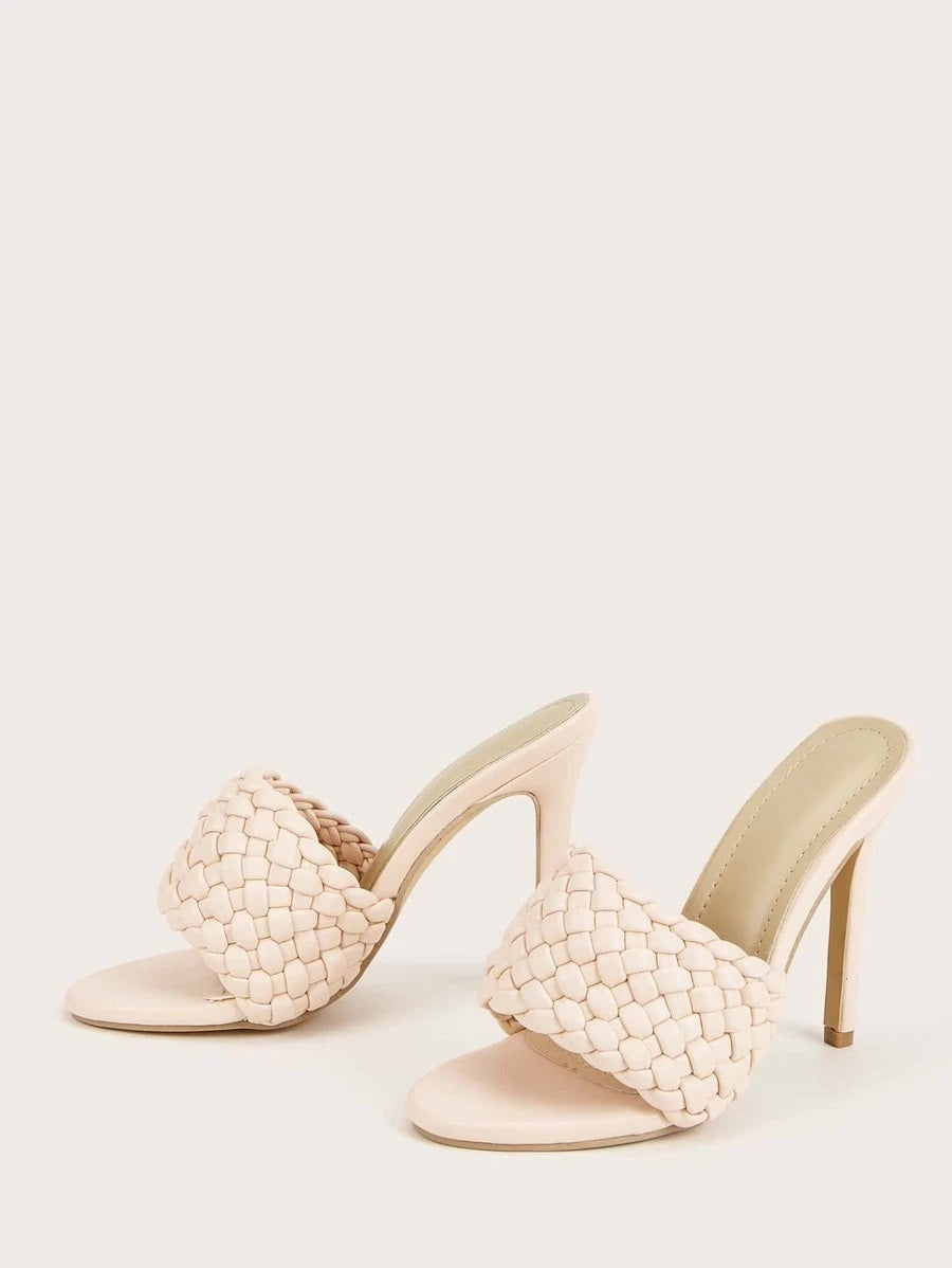 CM-SHS616501 Women Elegant Seoul Style Braided Stiletto Heeled Sandal Mules - Pink