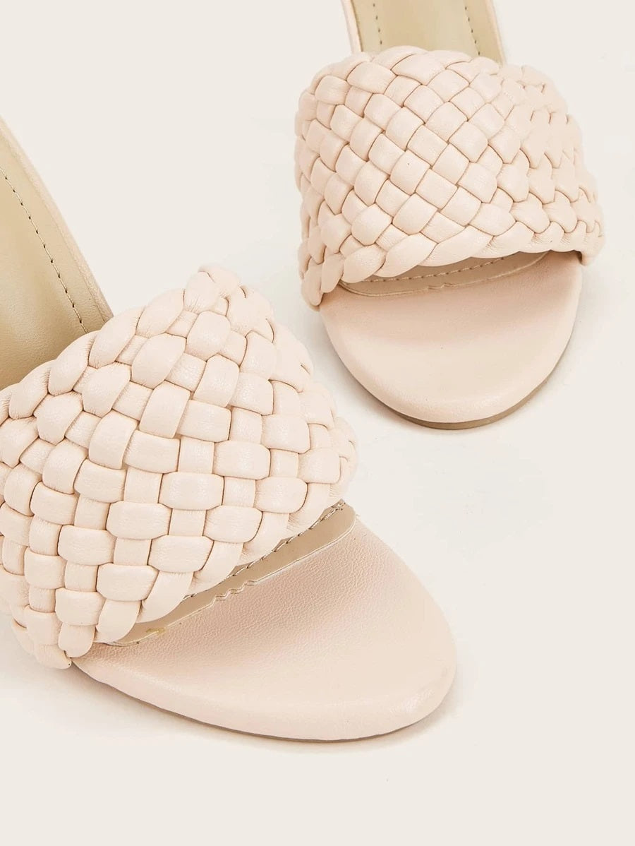 CM-SHS616501 Women Elegant Seoul Style Braided Stiletto Heeled Sandal Mules - Pink