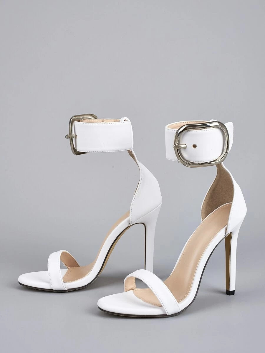 CM-SHS618198 Women Elegant Seoul Style Buckle Decor Ankle Strap Stiletto Heeled Sandals