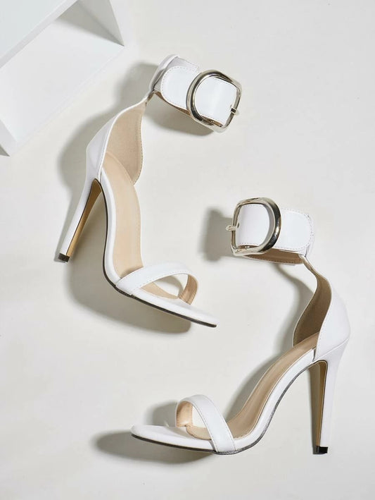 CM-SHS618198 Women Elegant Seoul Style Buckle Decor Ankle Strap Stiletto Heeled Sandals