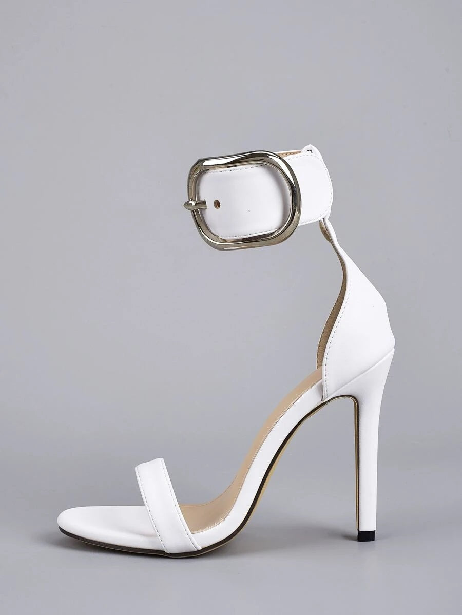 CM-SHS618198 Women Elegant Seoul Style Buckle Decor Ankle Strap Stiletto Heeled Sandals