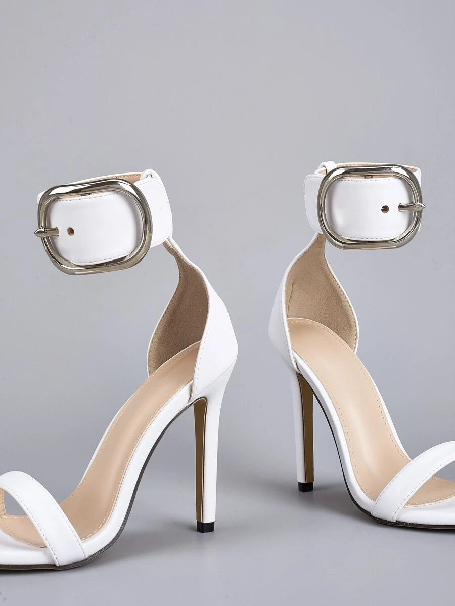 CM-SHS618198 Women Elegant Seoul Style Buckle Decor Ankle Strap Stiletto Heeled Sandals