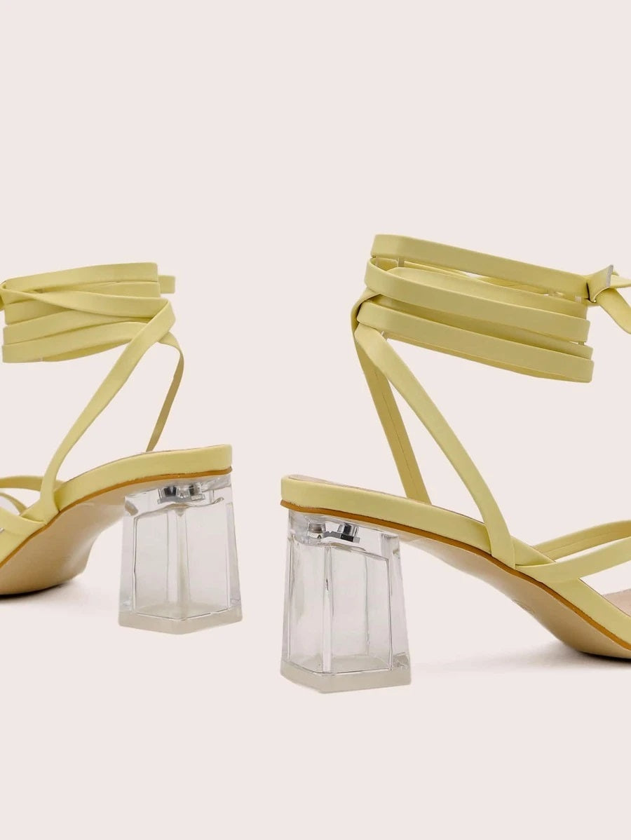 CM-SHS623957 Women Casual Seoul Style Lace Up Toe Post Gladiator Sandals - Yellow