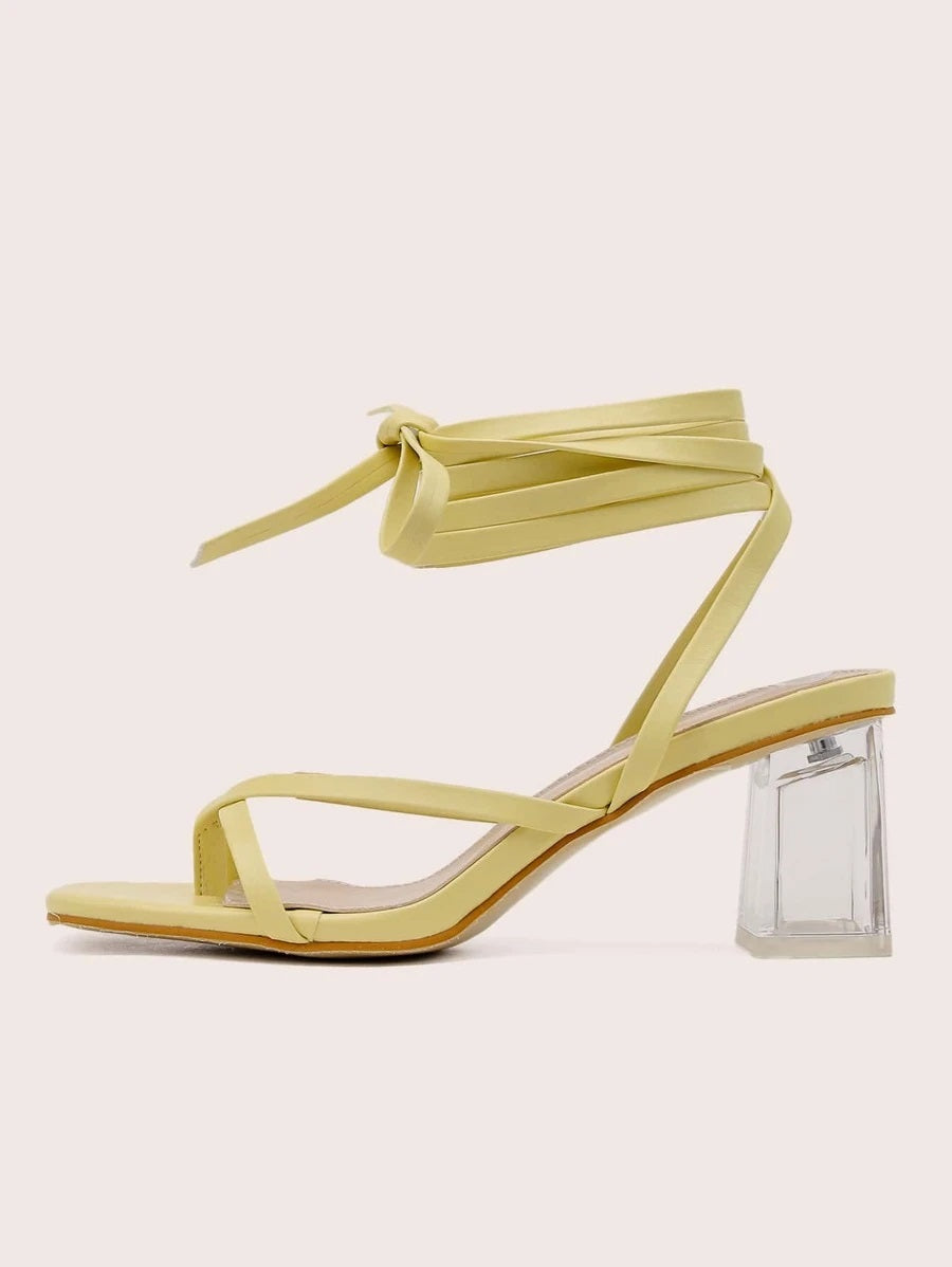 CM-SHS623957 Women Casual Seoul Style Lace Up Toe Post Gladiator Sandals - Yellow
