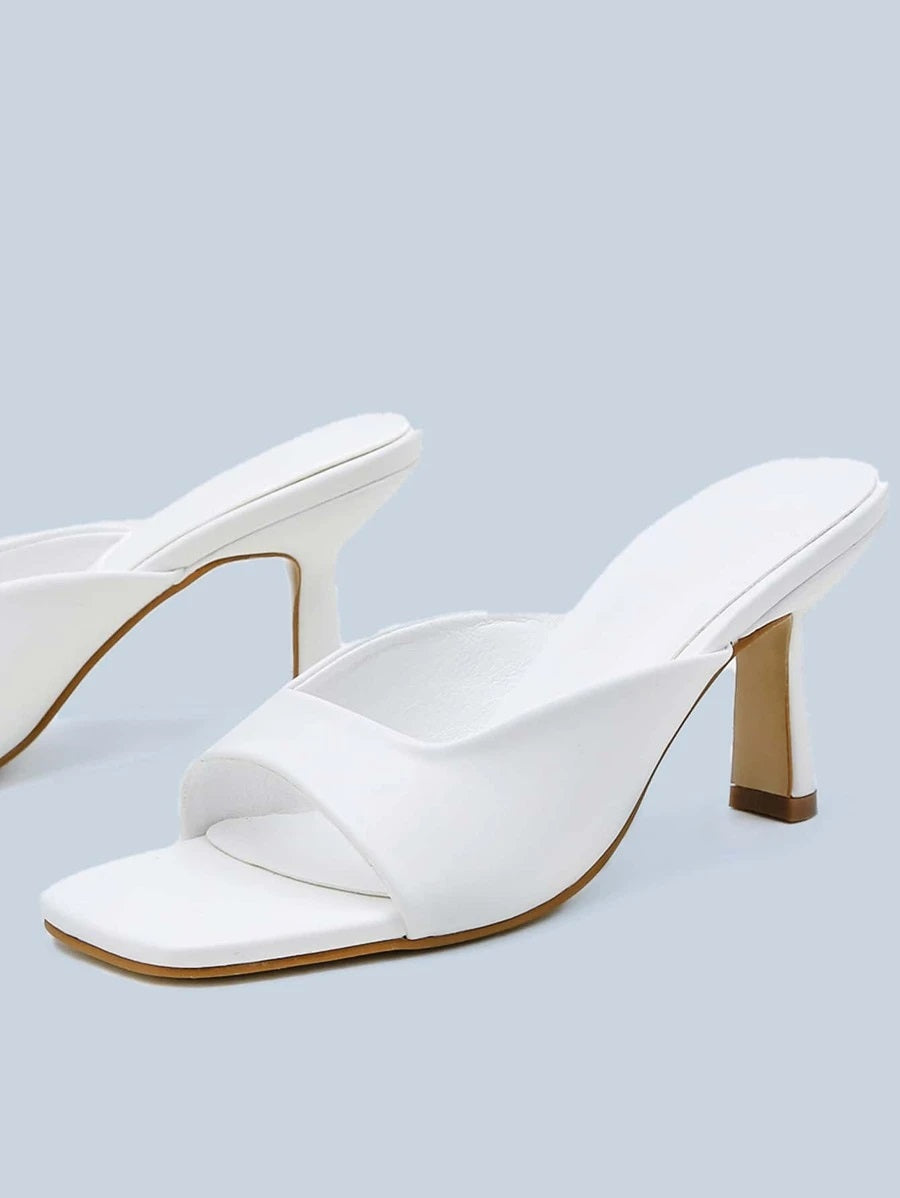 CM-SHS623544 Women Casual Seoul Style Open Toe Stiletto Heeled Mules - White