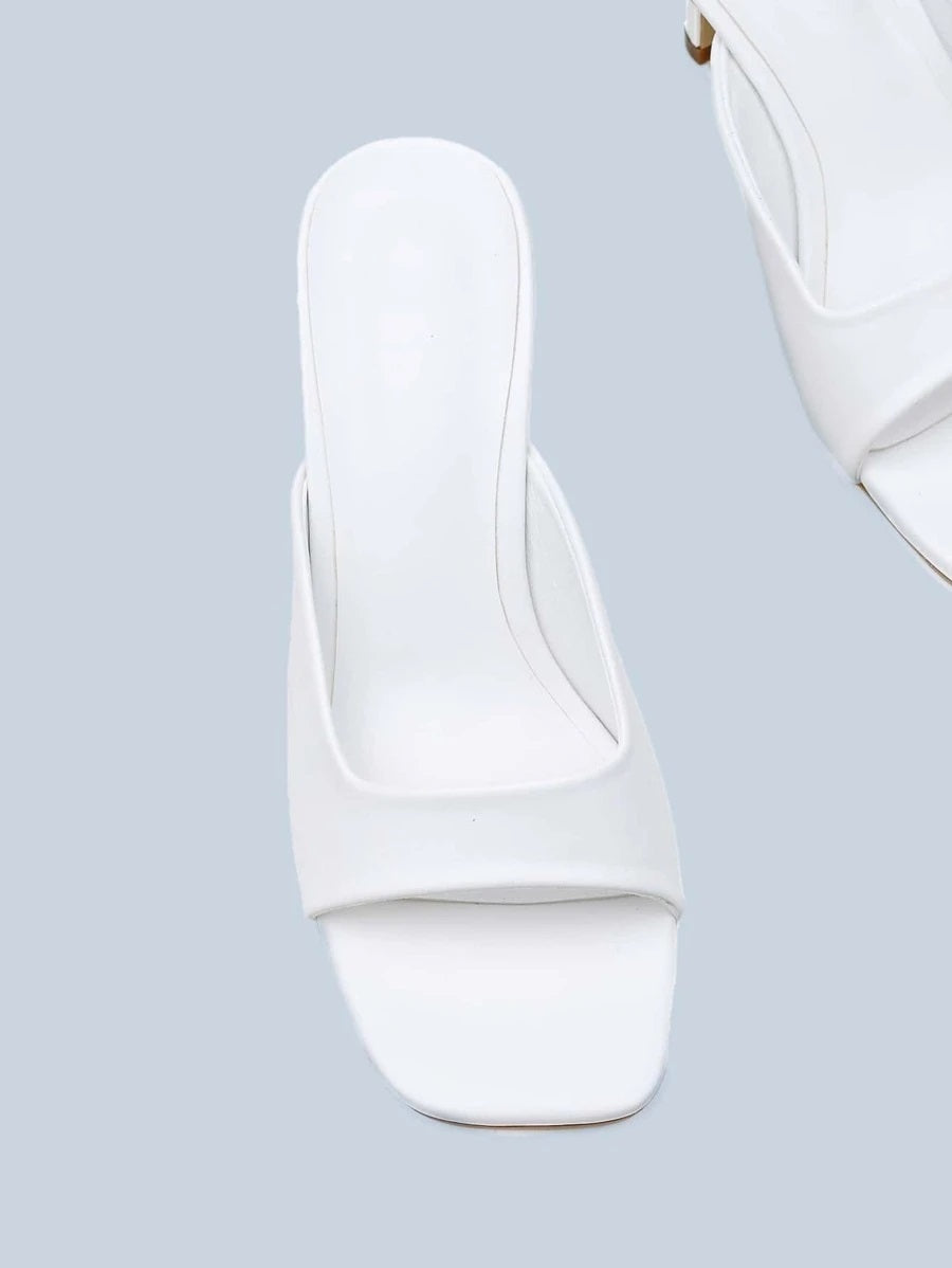 CM-SHS623544 Women Casual Seoul Style Open Toe Stiletto Heeled Mules - White