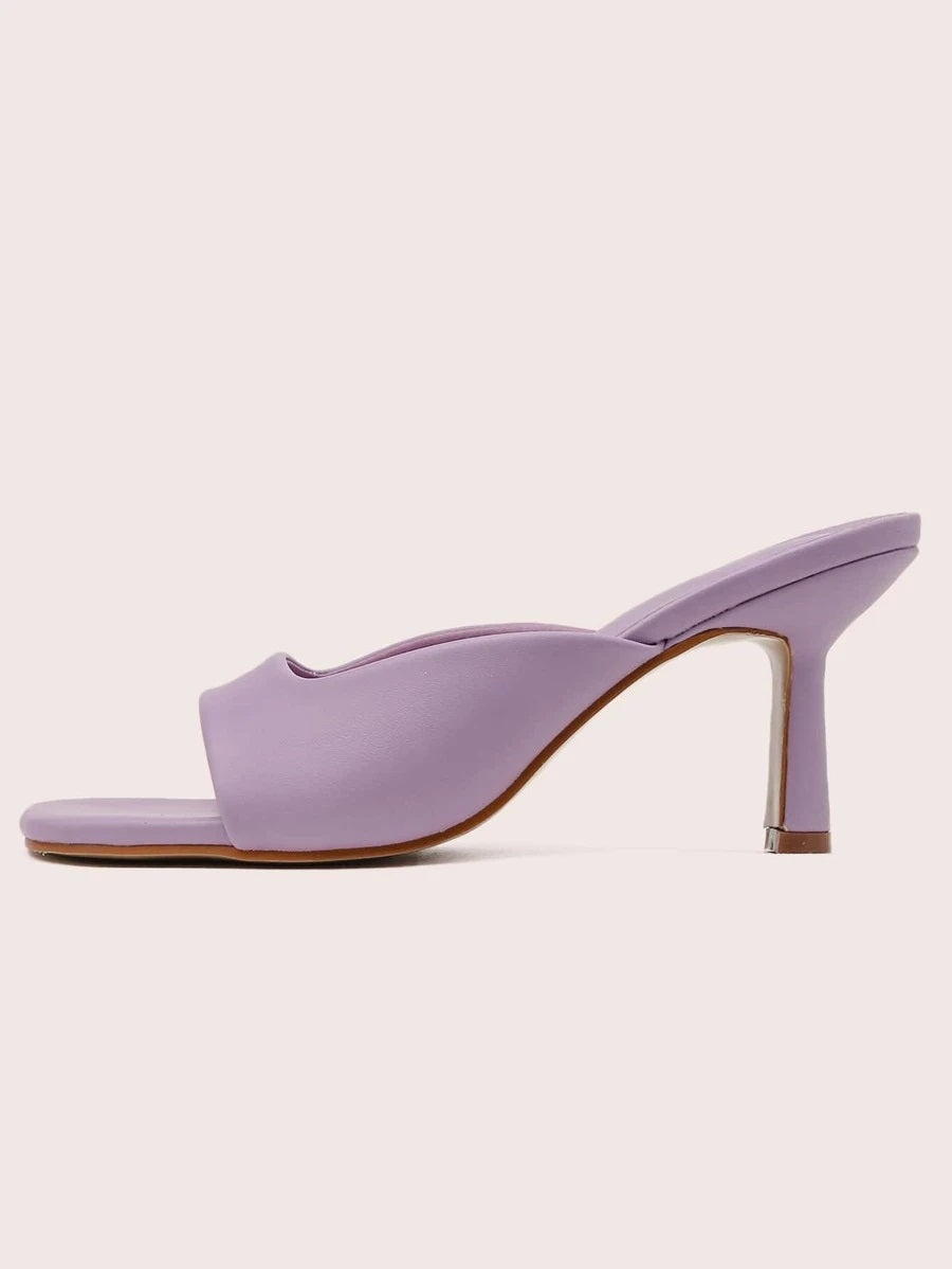 CM-SHS623921 Women Casual Seoul Style Open Toe Stiletto Heeled Mules - Purple