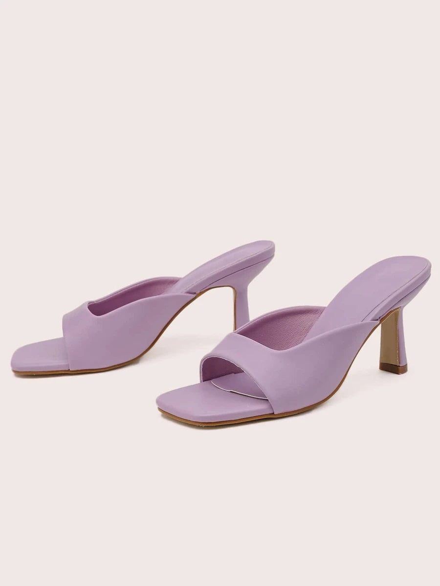 CM-SHS623921 Women Casual Seoul Style Open Toe Stiletto Heeled Mules - Purple