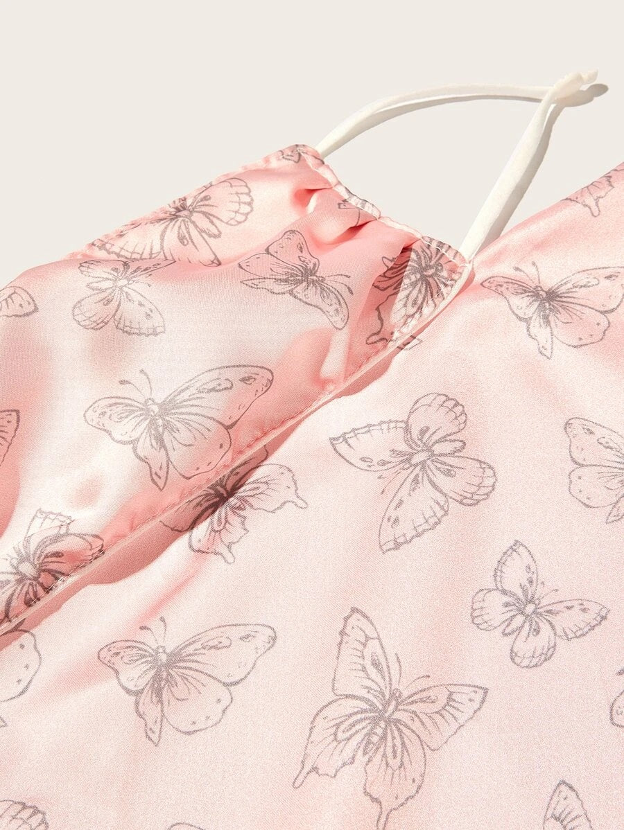 CM-FS529025 Women Butterfly Pattern Silk Scarf Mask - Pink
