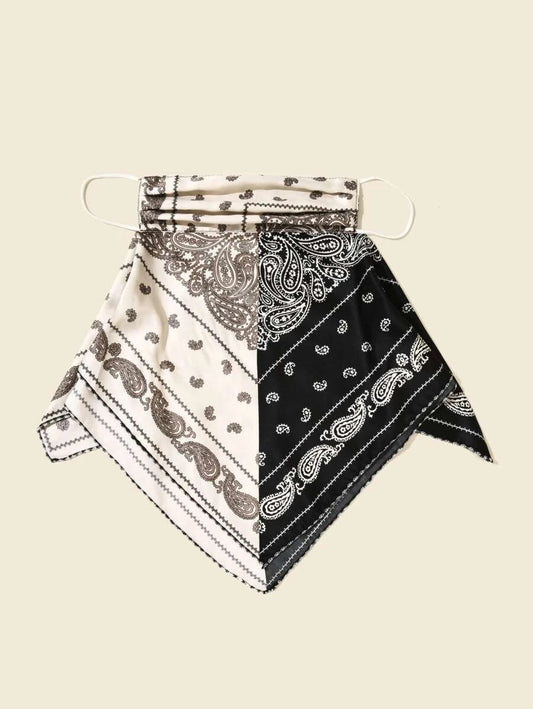 CM-FS720744 Women Paisley Print Silk Scarf Mask