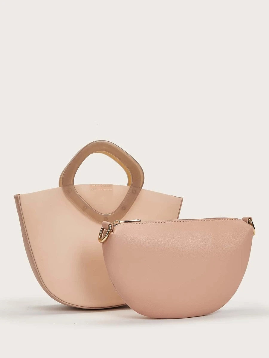 CM-BGS706088 Women Trendy Seoul Style Minimalist Satchel Bag - Pink