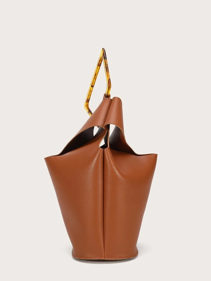 CM-BGS803546 Women Trendy Seoul Style Minimalist Bucket Bag - Brown