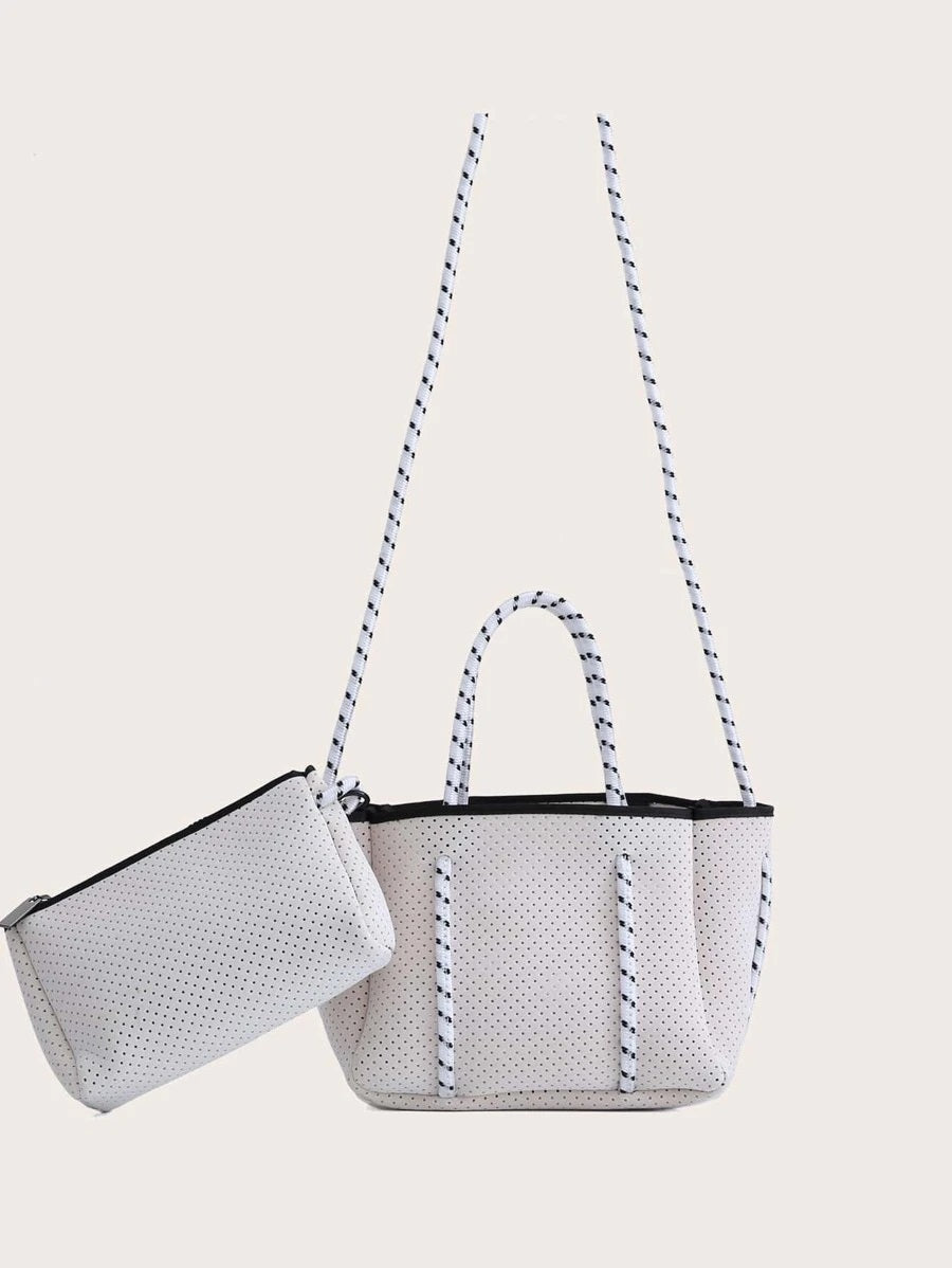 CM-BGS812143 Women Casual Seoul Style Satchel Bag With Inner Pouch - White