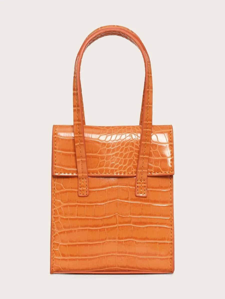 CM-BGS818495 Women Casual Seoul Style Crocodile Satchel Bag - Orange