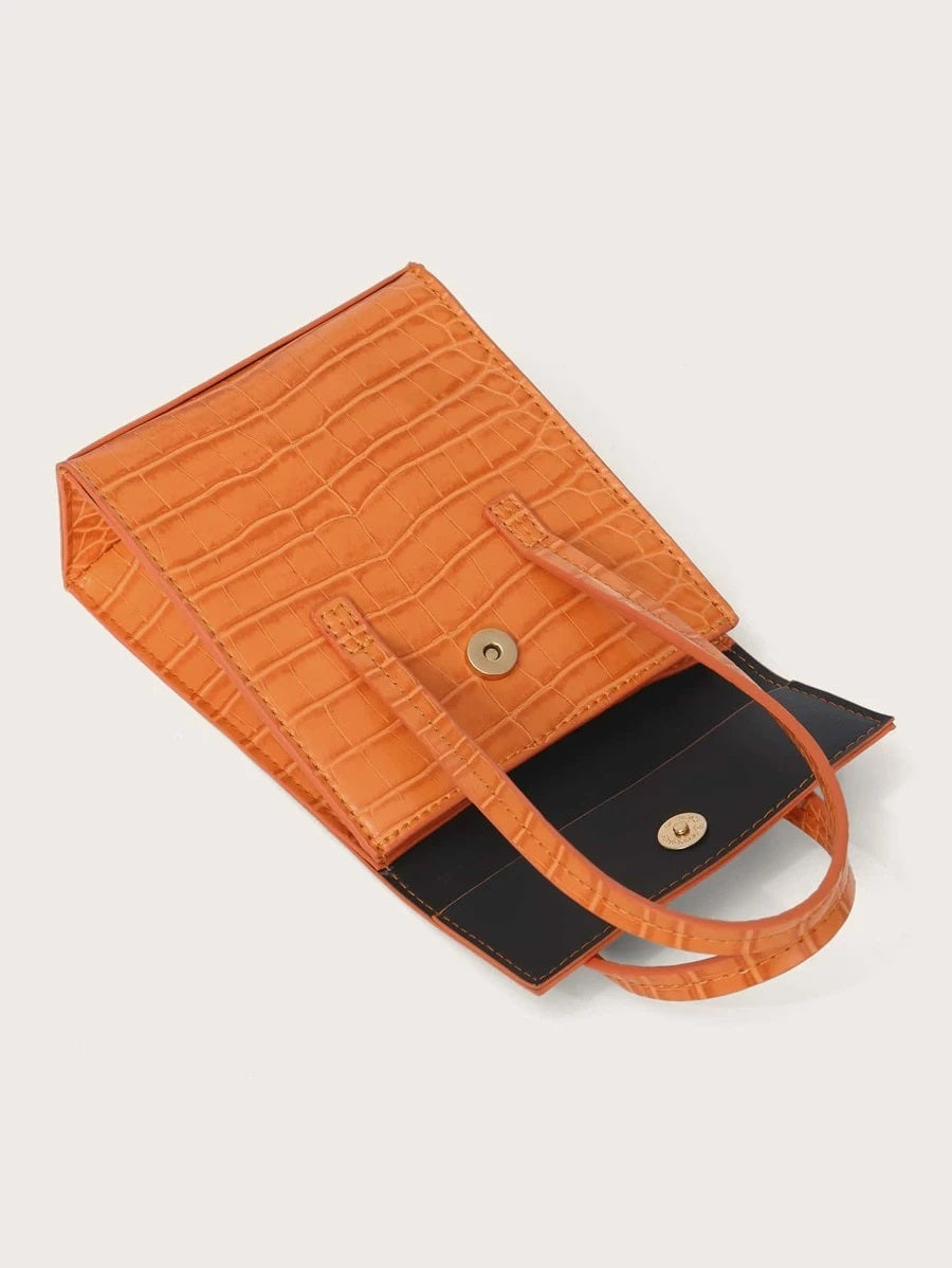 CM-BGS818495 Women Casual Seoul Style Crocodile Satchel Bag - Orange