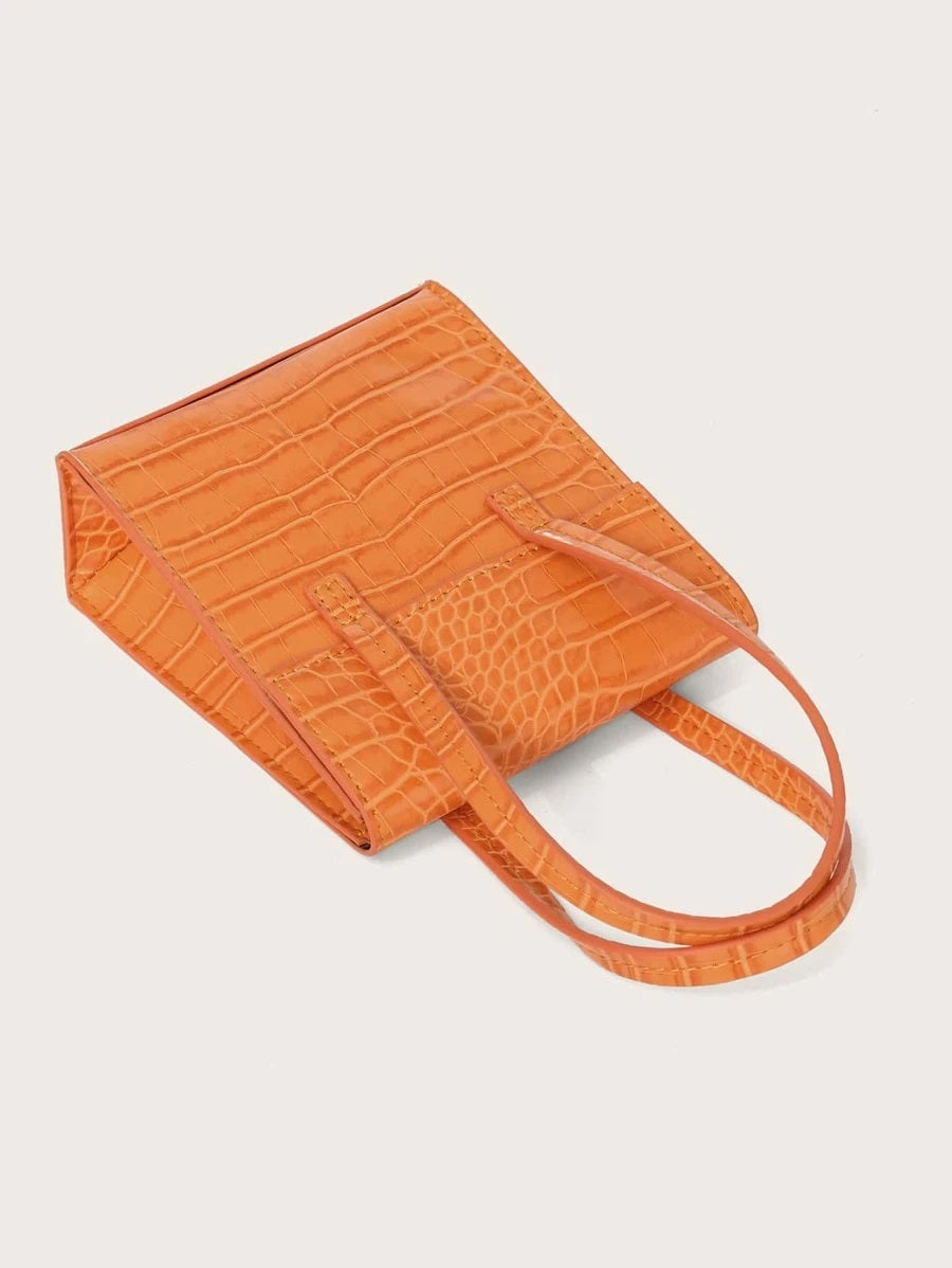 CM-BGS818495 Women Casual Seoul Style Crocodile Satchel Bag - Orange