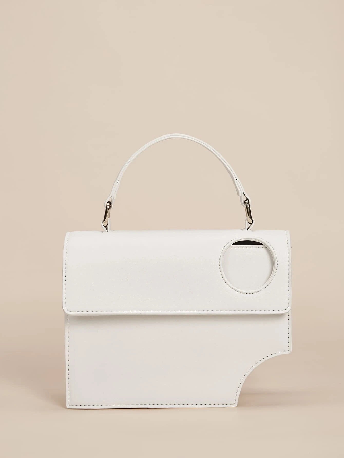 CM-BGS924241 Women Trendy Seoul Style Asymmetrical Satchel Bag - White