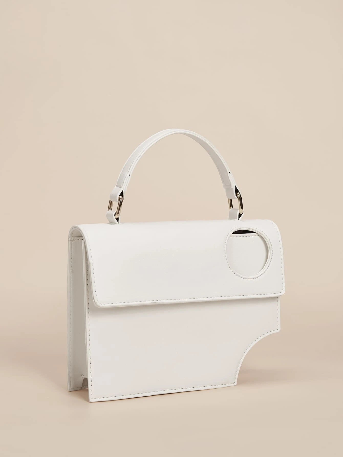 CM-BGS924241 Women Trendy Seoul Style Asymmetrical Satchel Bag - White
