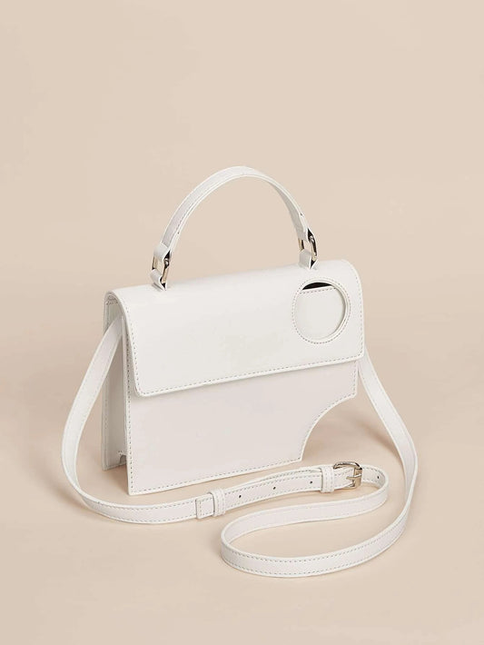 CM-BGS924241 Women Trendy Seoul Style Asymmetrical Satchel Bag - White