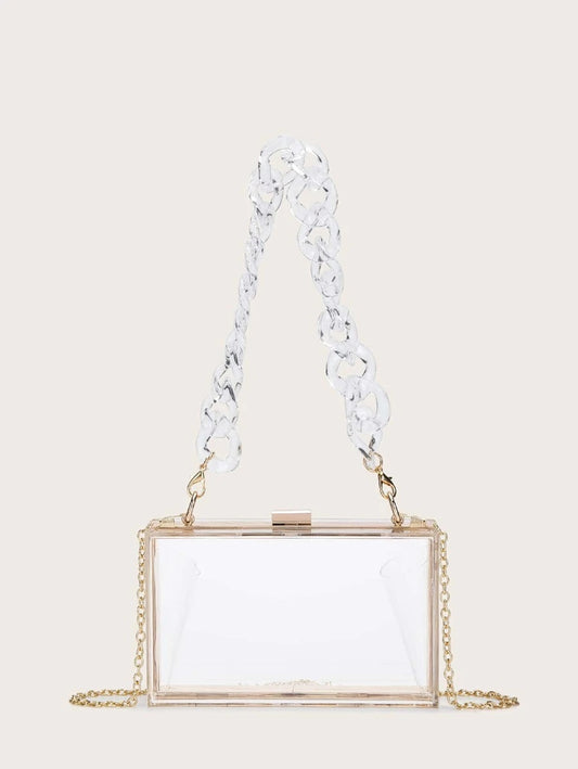 CM-BGS804058 Women Trendy Seoul Style Clear Box Bag