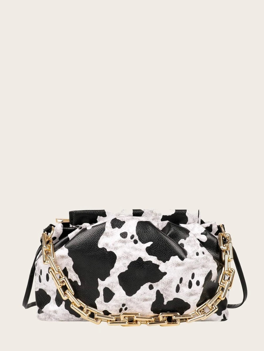 CM-BGS008973 Women Trendy Seoul Style Cow Pattern Chain Shoulder Bag