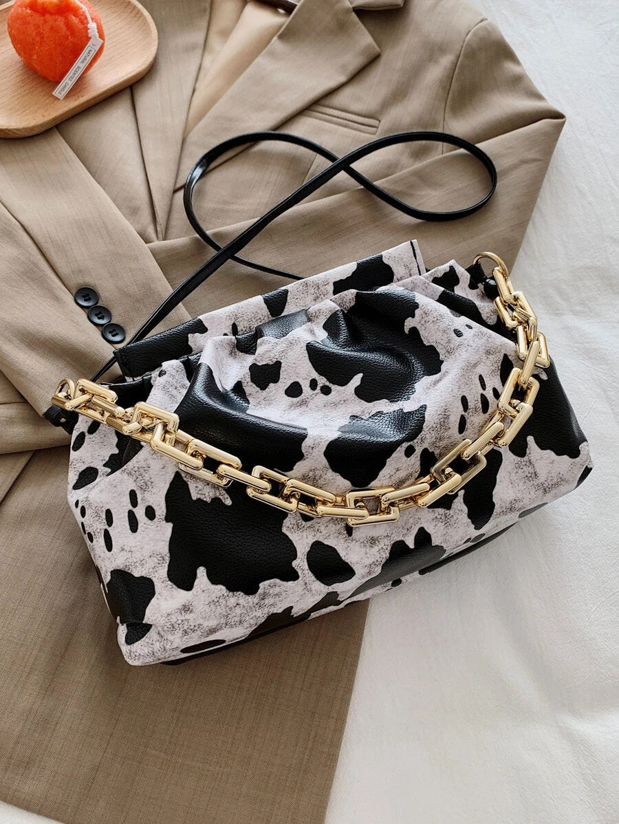 CM-BGS008973 Women Trendy Seoul Style Cow Pattern Chain Shoulder Bag