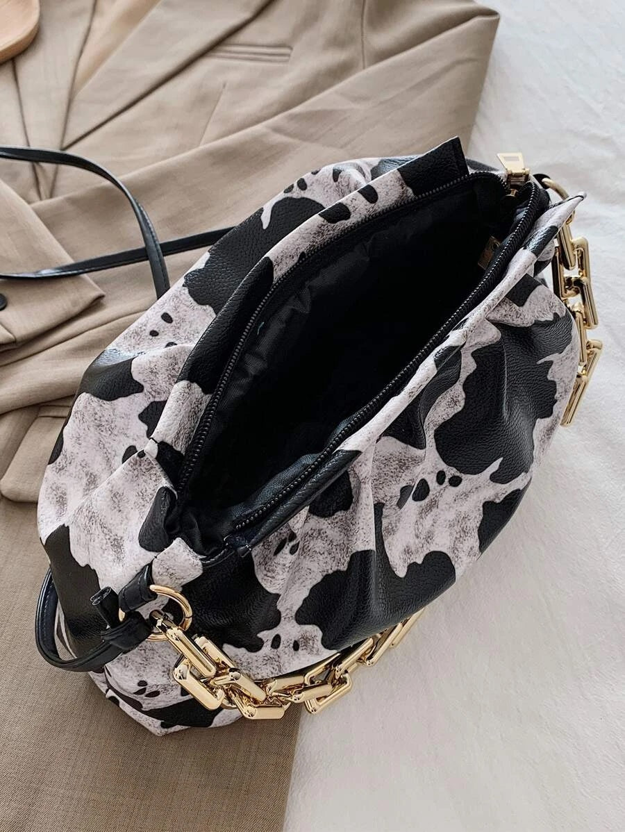 CM-BGS008973 Women Trendy Seoul Style Cow Pattern Chain Shoulder Bag