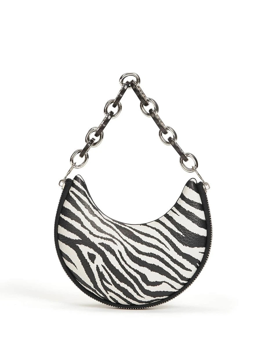 CM-BGS908117 Women Trendy Seoul Style Zebra Pattern Chain Baguette Bag