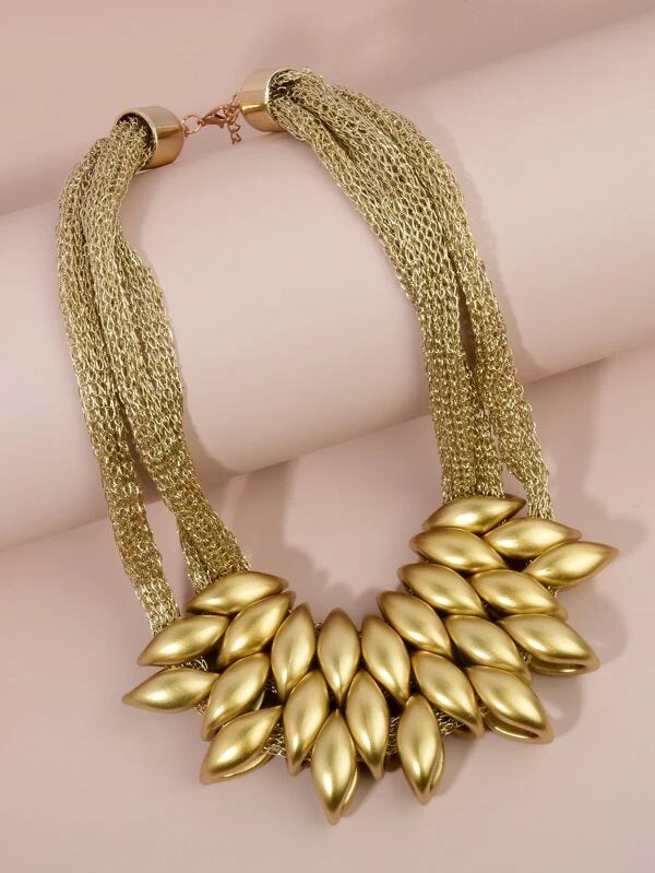 CM-AXS015218 Women Trendy Seoul Style Irregular Bead Decor Necklace - Gold