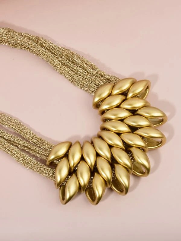 CM-AXS015218 Women Trendy Seoul Style Irregular Bead Decor Necklace - Gold