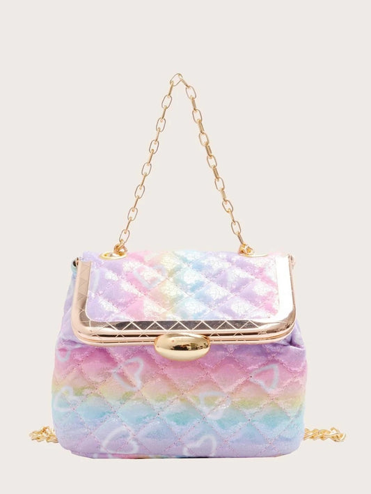 CM-BGS017797 Women Trendy Seoul Style Gradient Quilted Chain Bucket Bag