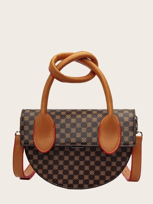 CM-BGS029312 Women Trendy Seoul Style Semicircle Satchel Bag - Brown