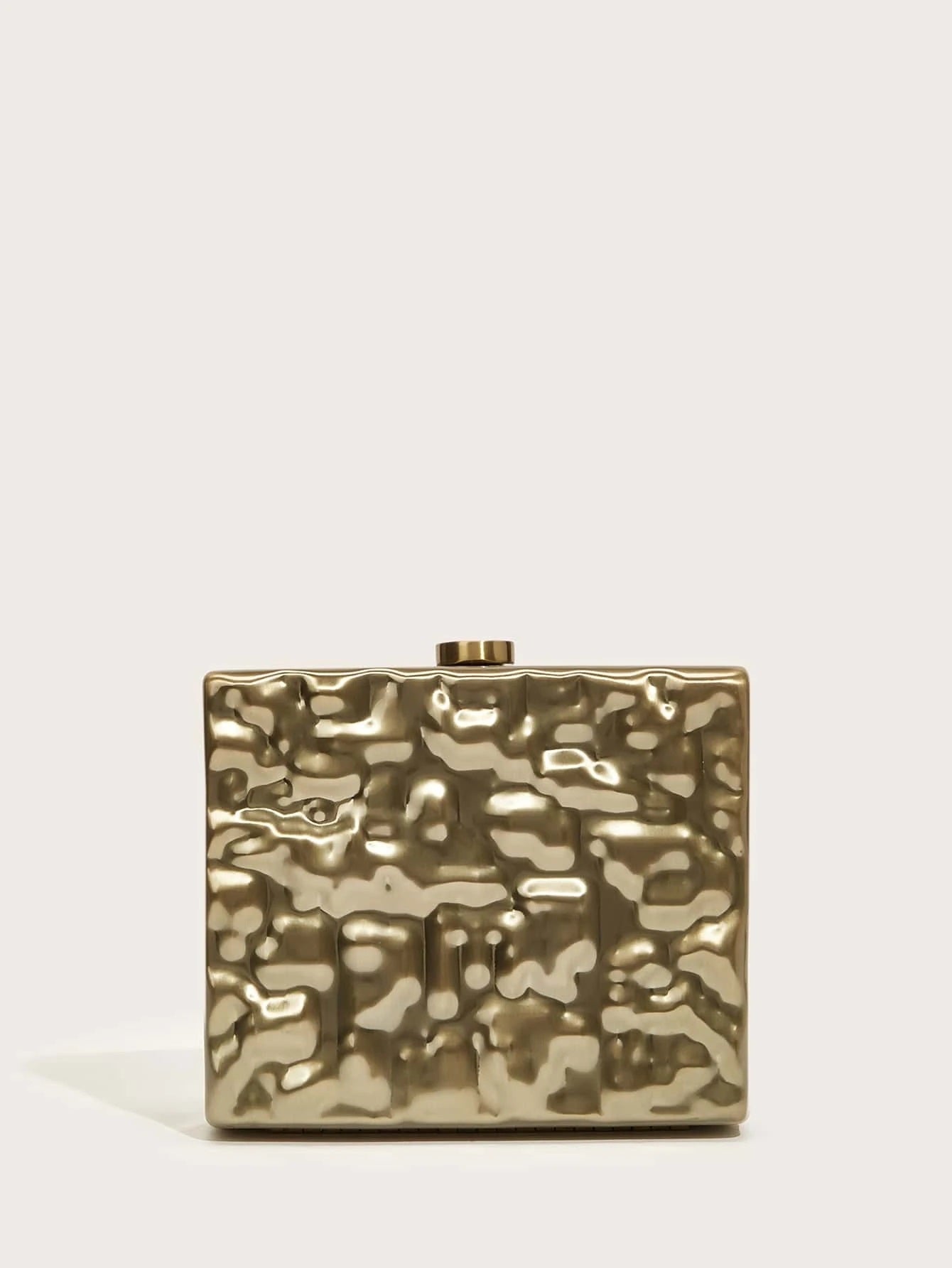 CM-BGS012838 Women Elegant Seoul Style Mini Textured Chain Clutch Bag - Gold