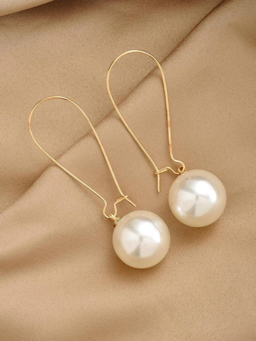 CM-AXS201646 Women Trendy Seoul Style Faux Pearl Decor Earrings - Gold