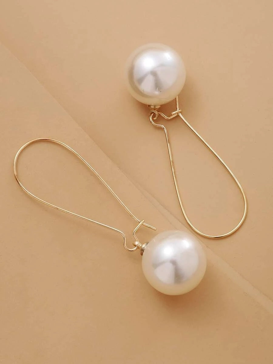 CM-AXS201646 Women Trendy Seoul Style Faux Pearl Decor Earrings - Gold