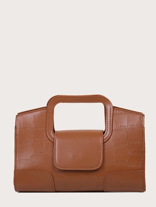 CM-BGS202986 Women Elegant Seoul Style Croc Embossed Satchel Bag - Brown