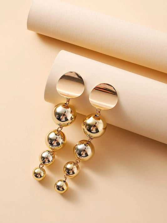 CM-AXS207816 Women Trendy Seoul Style Round Ball Charm Drop Earrings - Gold