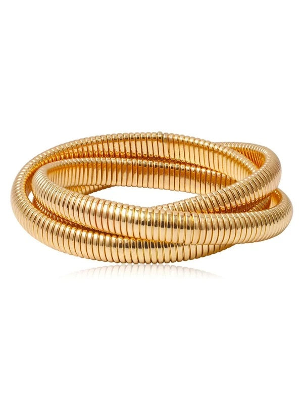 CM-AXS223886 Women Trendy Seoul Style Layered Spiral Bracelet - Gold