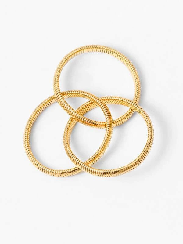CM-AXS223886 Women Trendy Seoul Style Layered Spiral Bracelet - Gold