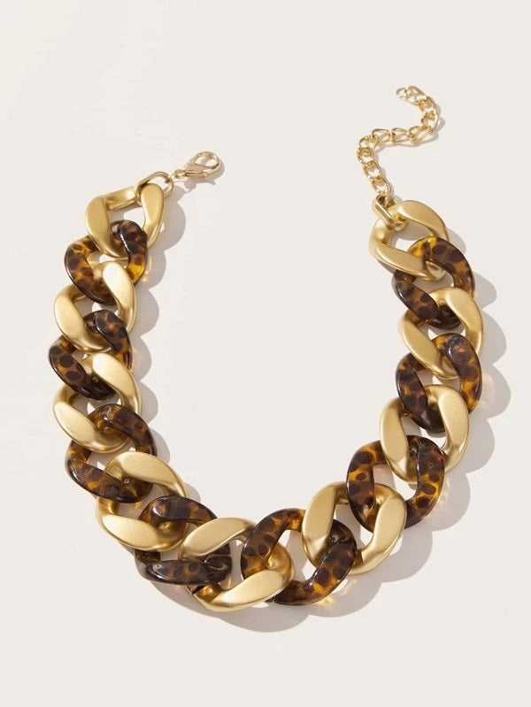 CM-AXS203619 Women Trendy Seoul Style Resin Chain Necklace