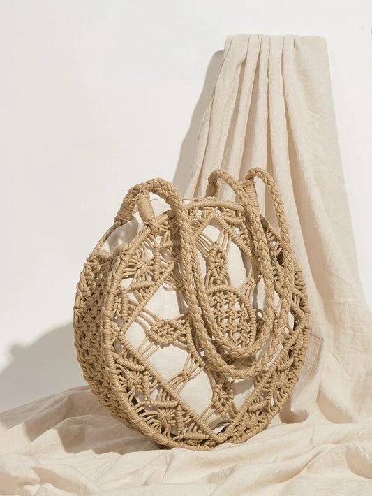 CM-BGS207114 Women Trendy Seoul Style Hollow Out Circle Bag - Camel