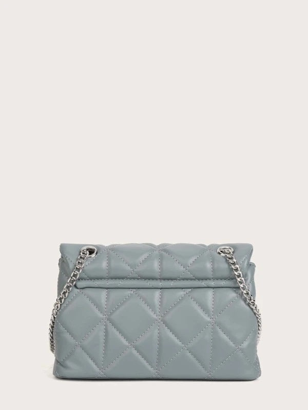 CM-BGS229562 Women Trendy Seoul Style Quilted Chain Shoulder Bag - Blue