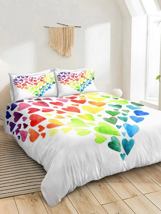 CM-HLS105266 Carry Me Home Heart Print Duvet Cover Set Without Filler
