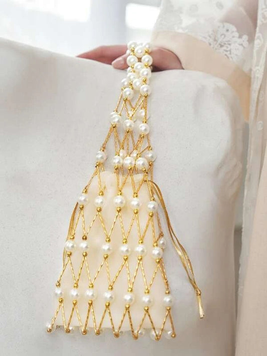 CM-BGS130189 Women Trendy Seoul Style 2 In 1 Faux Pearl Decor Shoulder Bag